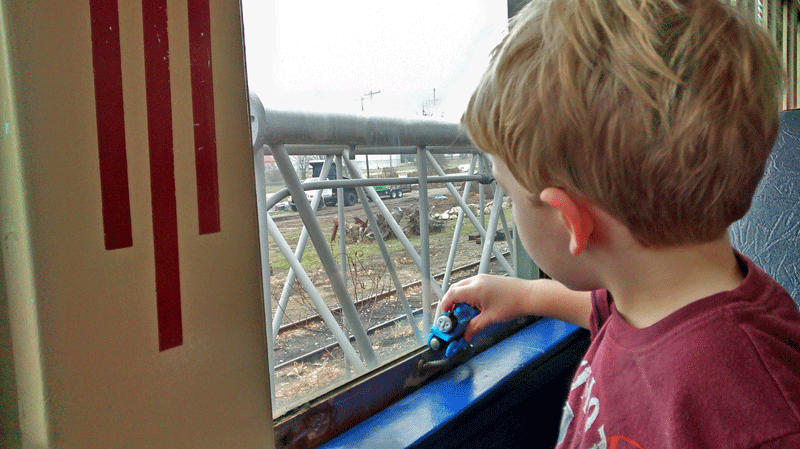 playing with thomas on the santa train